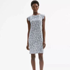 M.M.LaFleur Women The Sarah Dress Sz 12  Indigo Marble White Blue Mini Party